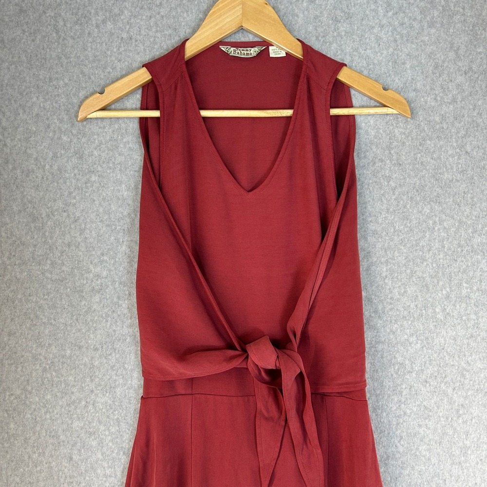 Tommy Bahama Womens Size 2 Red 100% Silk Wrap Tie Front Sleeveless Maxi Dress - Picture 5 of 16